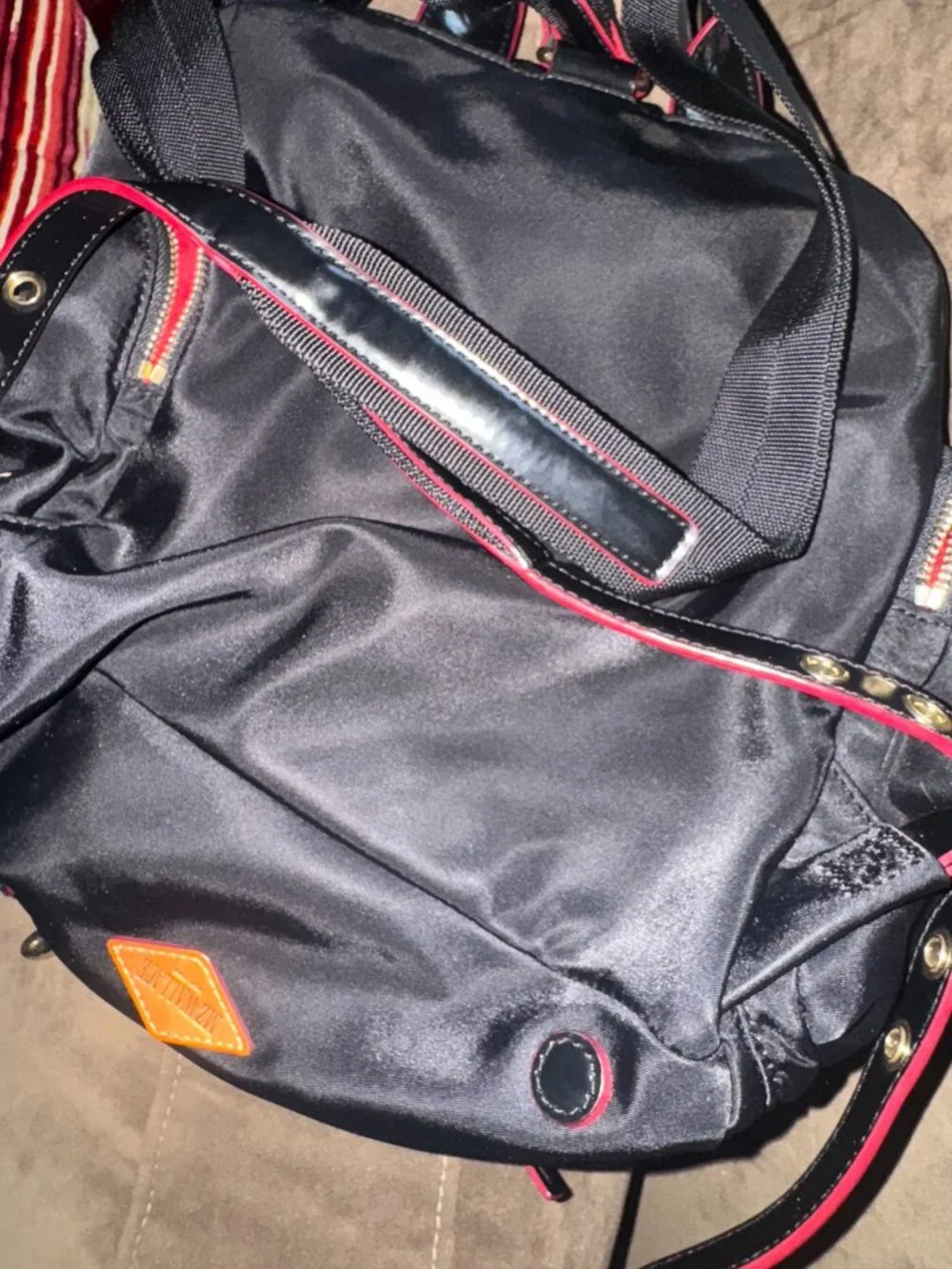 Stylish Black MZ Wallace nylon and leather backpack in excellent condition